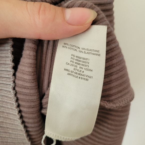 Aritzia / Wilfred Free Dunes Garment Dye Grey Taupe Ribbed Mini Dress, Size S - Picture 4 of 8